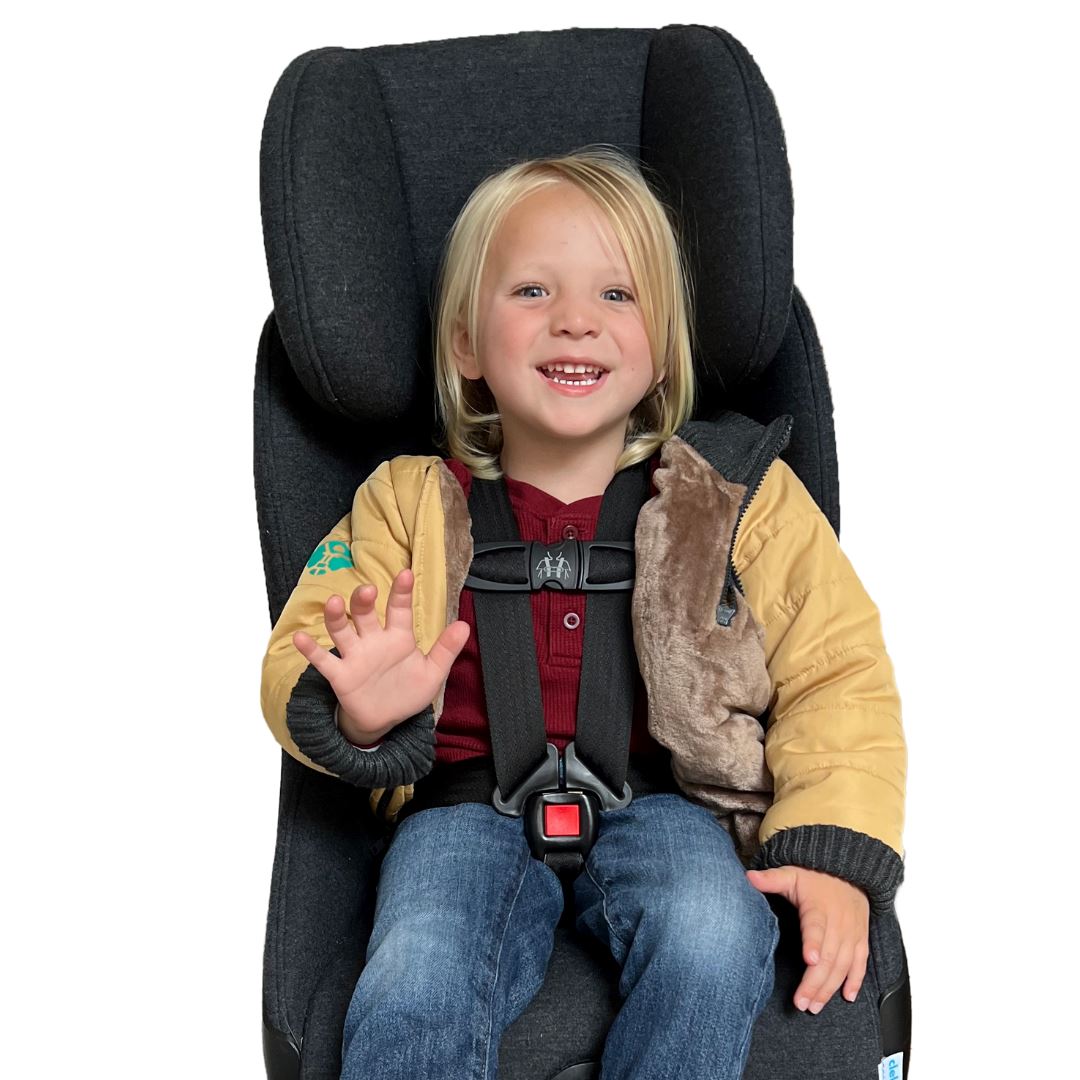 End dangerous winter coat worries with Buckle Me Baby Coats easy to use,  adorable car seat safety coats!